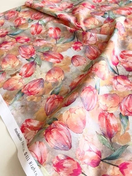 ТЮЛЬПАНЫ АКВАРЕЛЬ,  100% хлопок Handmade Fabrics 4