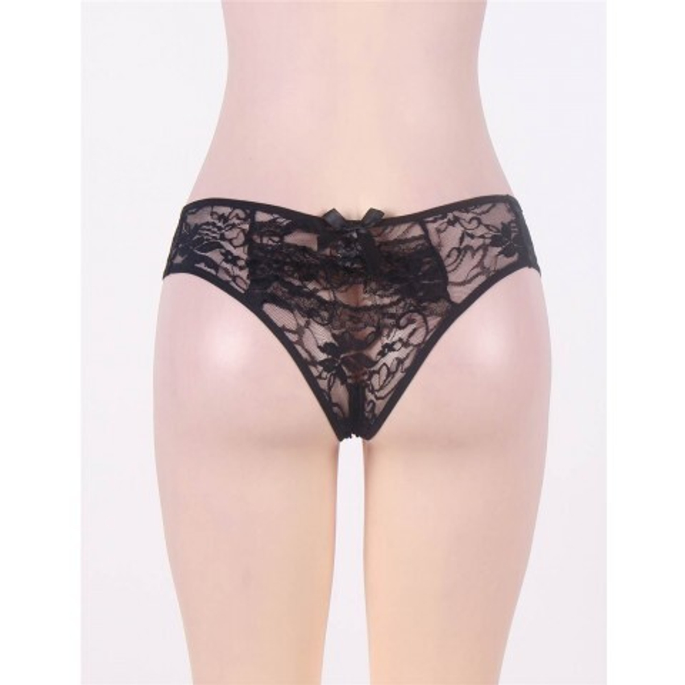 Кружевные трусики с доступом, черные, XS-S