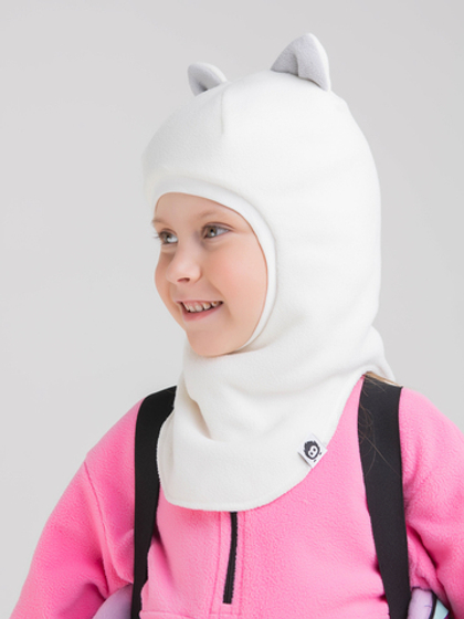 Шлем утепленный "Кошка" молочный