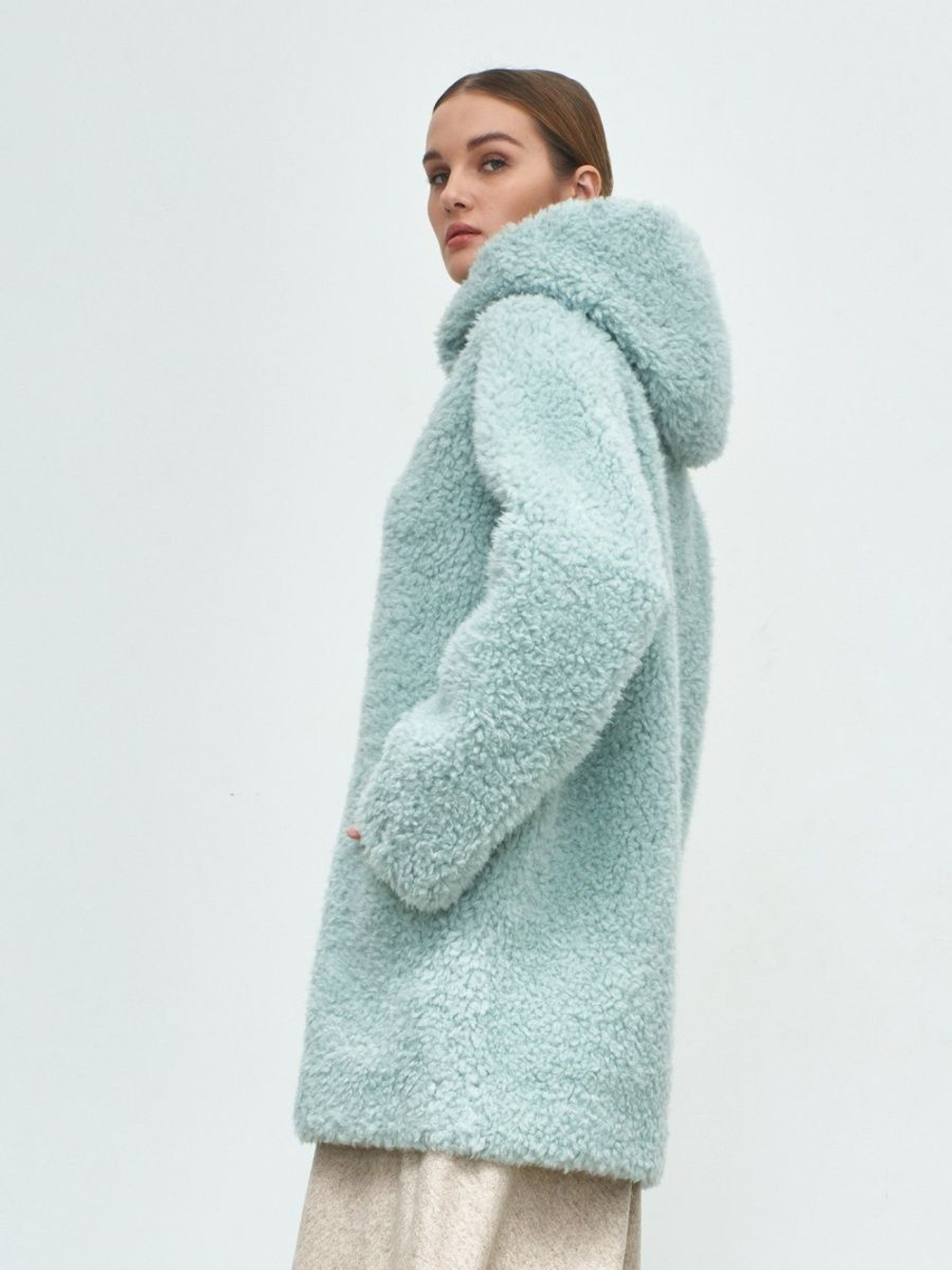 Шуба женская тедди чебурашка из шерсти, SilverFox (арт. S1257-001)