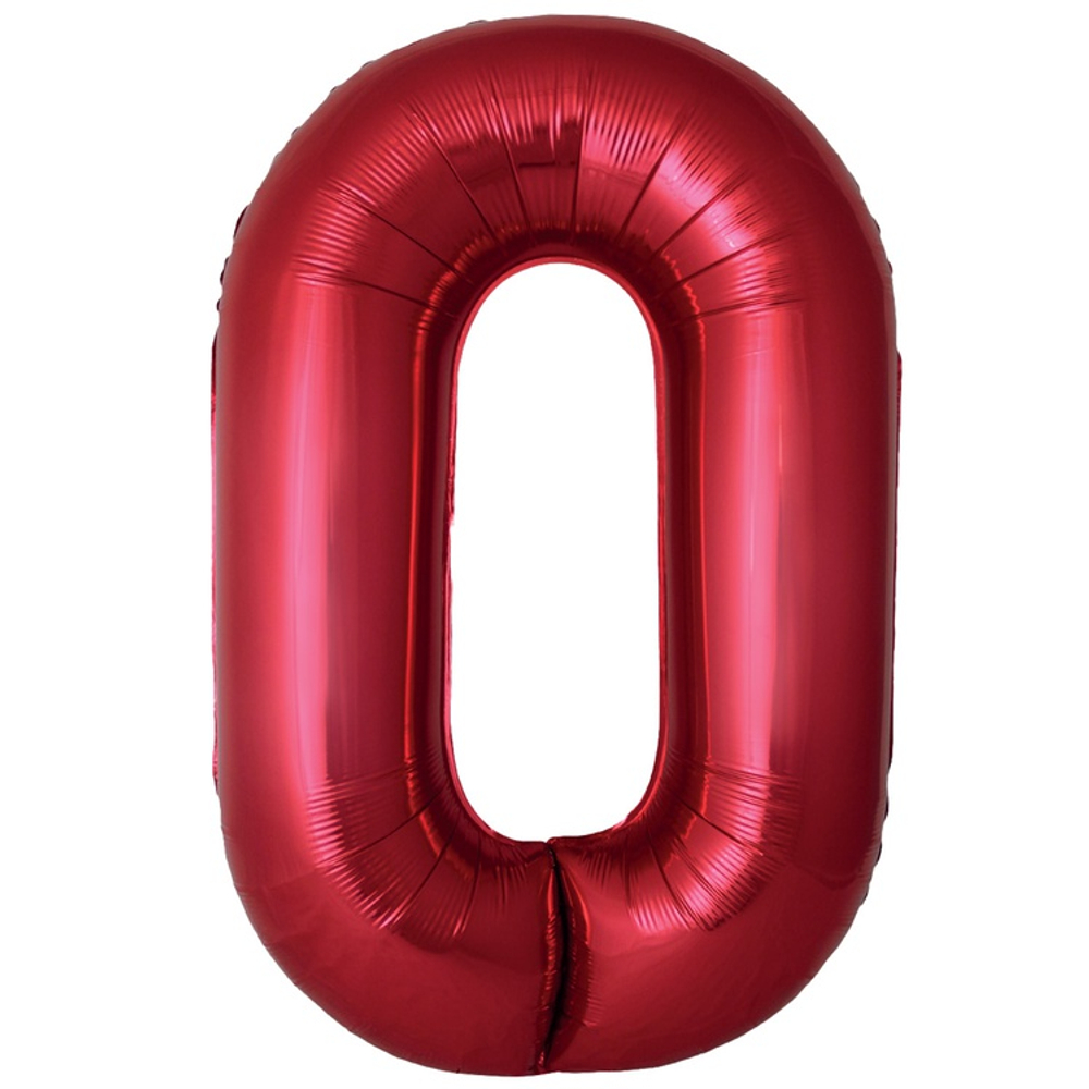 Шар фольгированный Цифра 0 101 см (Красный)