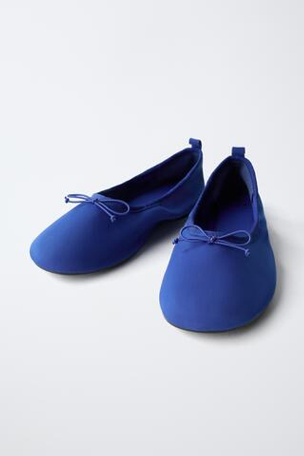 ZARA БАЛЕТКИ С БАНТИКОМ, СИНИЙ