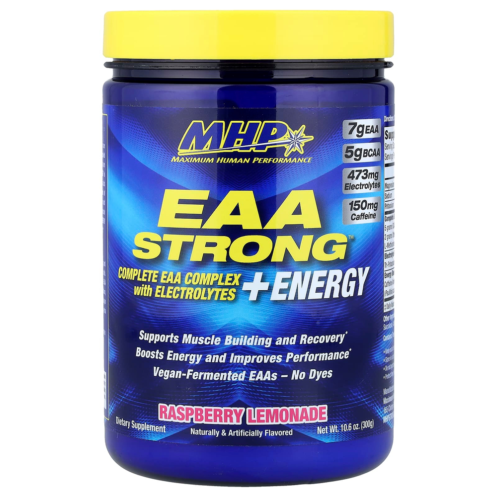 MHP, EAA Strong ™ + Energy, малиновый лимонад, 300 г (10,6 унции)