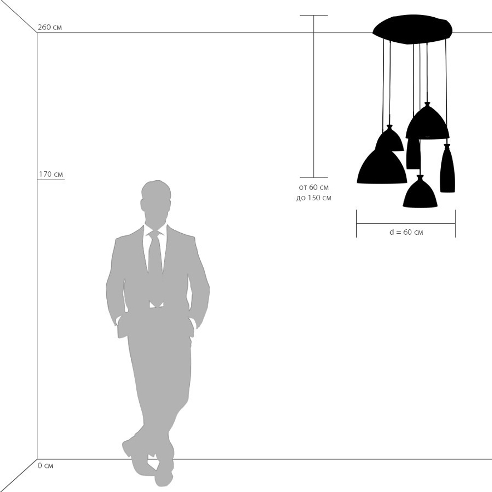 810160 Подвес AGOLA 6х40W E14 ХРОМ/БЕЛЫЙ