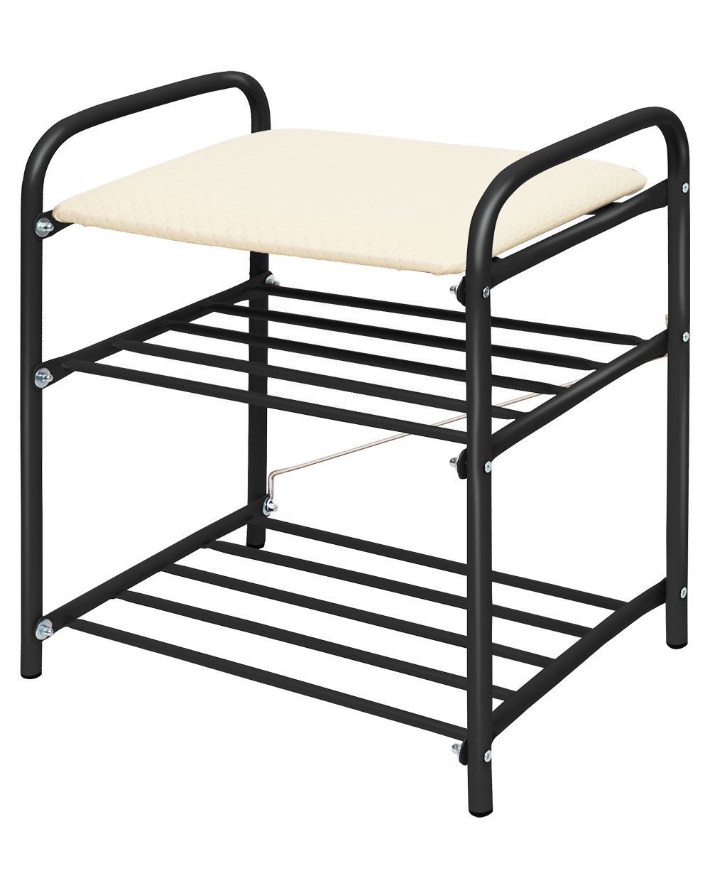 Банкетка в прихожую Б1 3-х ярусная, на металлокаркасе (цвет черный), Ника