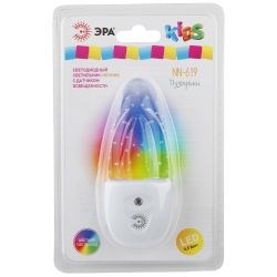 Ночник - светильник светодиодный ЭРА NN-619-LS-W в розетку с датчиком освещенности белый | Ночники