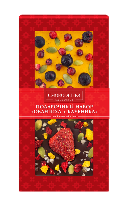 Подарочный набор "Облепиха плюс клубника" в коробке.
