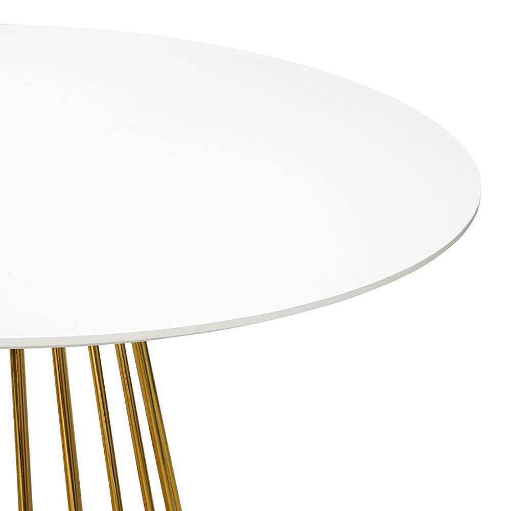 Стол обеденный Tyra, Ø110 см, белый/золотой