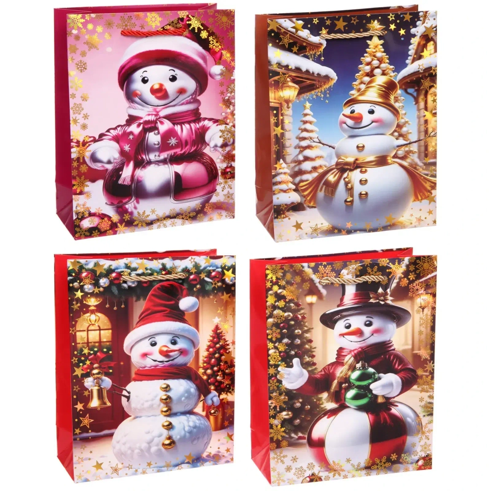 Пакет подарочный «Волшебный снеговик» 18*23*8 см, микс