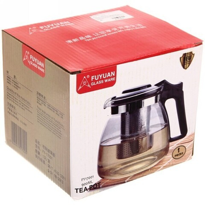 Чайник заварочный стеклянный 900 мл с металлическим ситом Селфи.микс