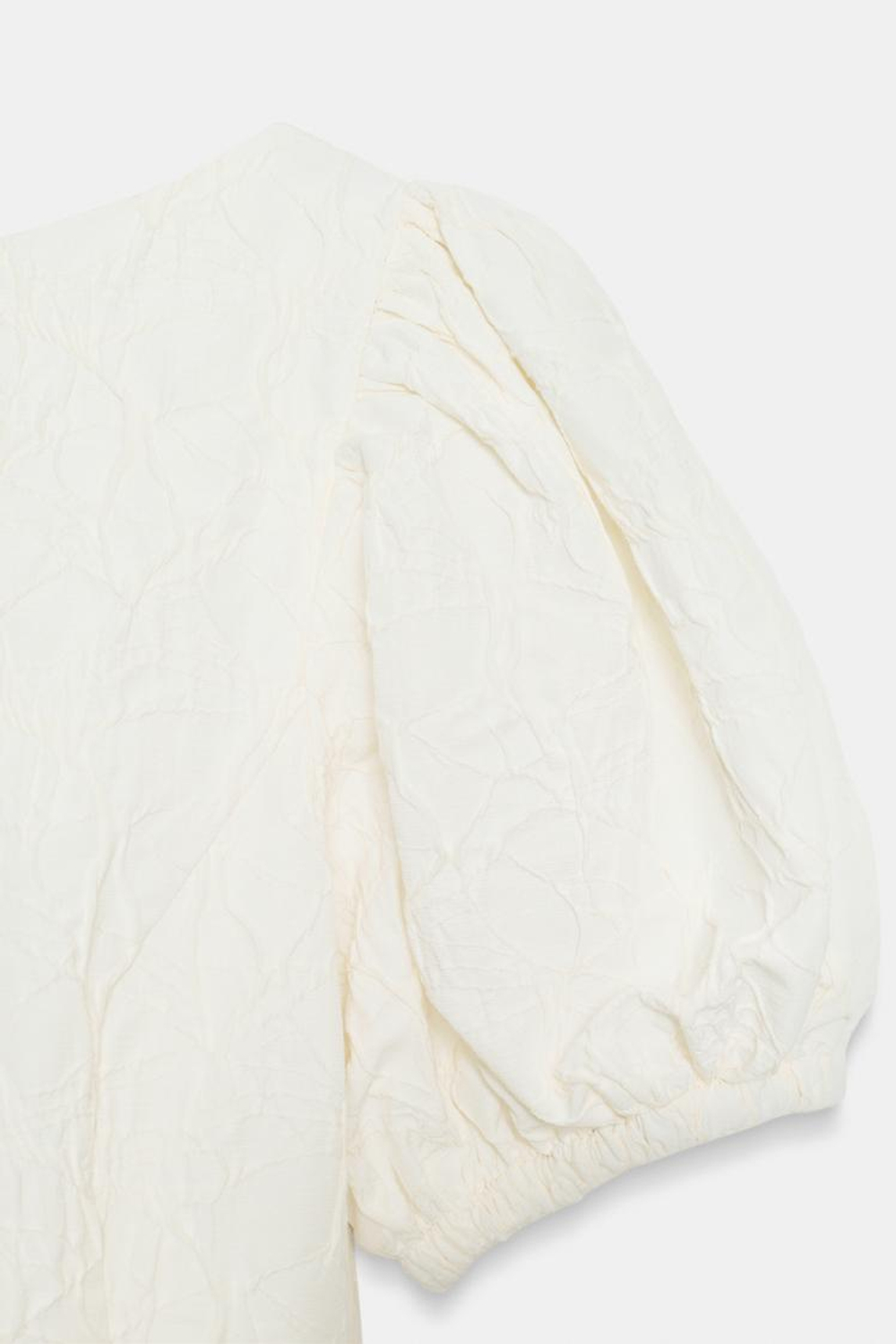 ZARA КОРОТКОЕ ЖАККАРДОВОЕ ПЛАТЬЕ-БАЛЛОН, ЭКРЮ