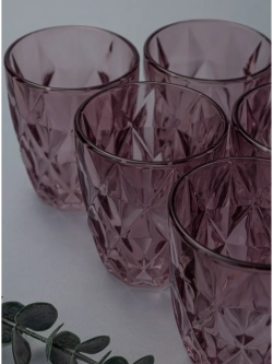 Набор стакан-тумблер для виски, 260 мл. 6 шт. Пурпурные