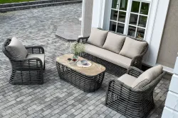 "Ницца" лаунж-зона из искусственного ротанга, цвет серый