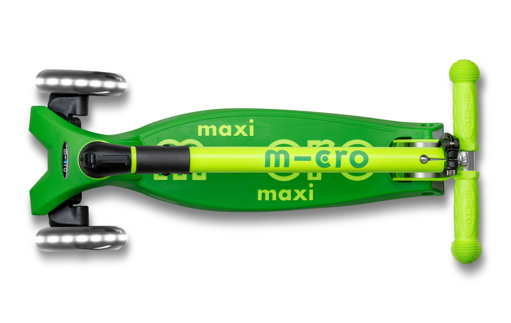 Самокат Maxi Micro Deluxe LED складной, неоновый зеленый