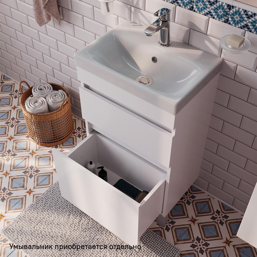 Тумба напольная с ящиками IDDIS Zodiac, белая, 50 см, ZOD5CBFi95