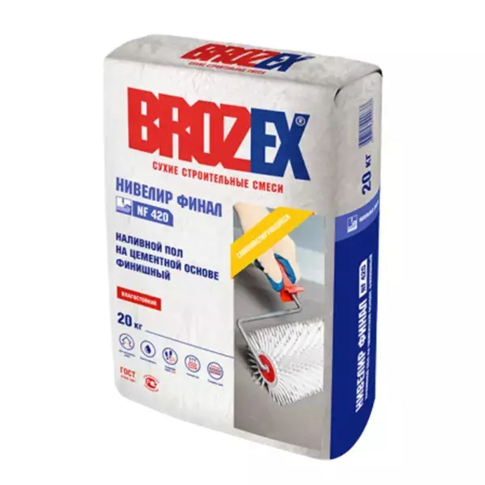 Наливной пол финишный Brozex NF 420 Нивелир ФИНАЛ 20кг