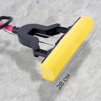 Швабра с отжимом "Бабочка" автоматическая с насадкой ПВА 28см, телескопический черенок