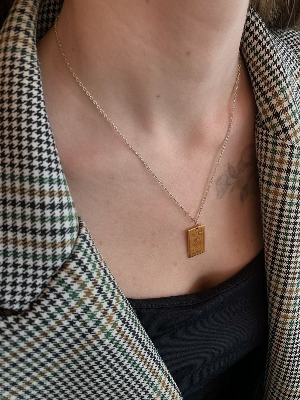 Подвеска карта таро Влюбленные малая позолота La Lune