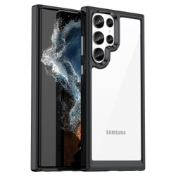 Прозрачный чехол с черными рамками для Samsung Galaxy S22 Ultra, усиленные защитные свойства