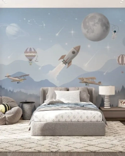 Фотообои детские флизелиновые на стену 3D "Время полета" 400х270 (ШхВ), 3д обои в детскую