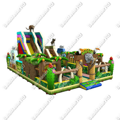 Коммерческий надувной батут "Сафари-тур" 16*9,5*7 м
