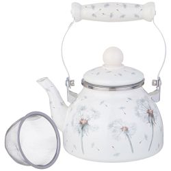 ЧАЙНИК AGNESS ЭМАЛИРОВАННЫЙ СО СЪЕМНЫМ ФИЛЬТРОМ ИЗ НЖС СЕРИЯ "DANDELION", 1,1 Л