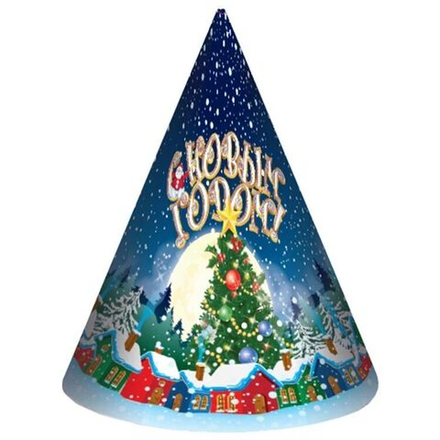 Колпак новогодний Домики в снегу 8шт