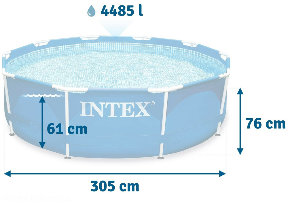 Каркасный бассейн 305х76 см Intex 28200, круглый семейный бассейн для дачи Metal Frame 4485 л