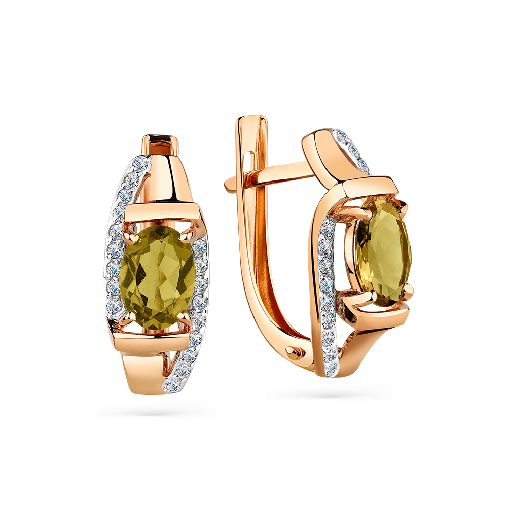 Серьги из золота 585 пробы с Султанит