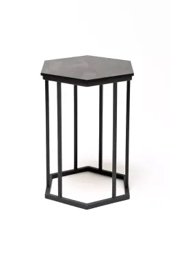 "Женева" интерьерный стол из HPL шестиугольный, D40, H55, цвет "серый гранит"