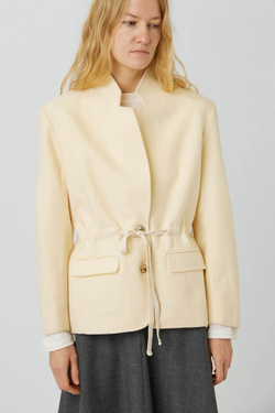 Винтажный жакет из молочной шерсти с кулиской