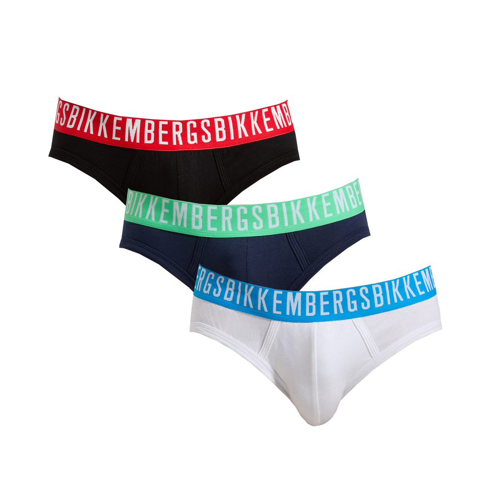 Мужские трусы брифы (черный, темно-синий, белый) набор 3 в 1 Bikkembergs FASHION COTTON BKK1USP09TR