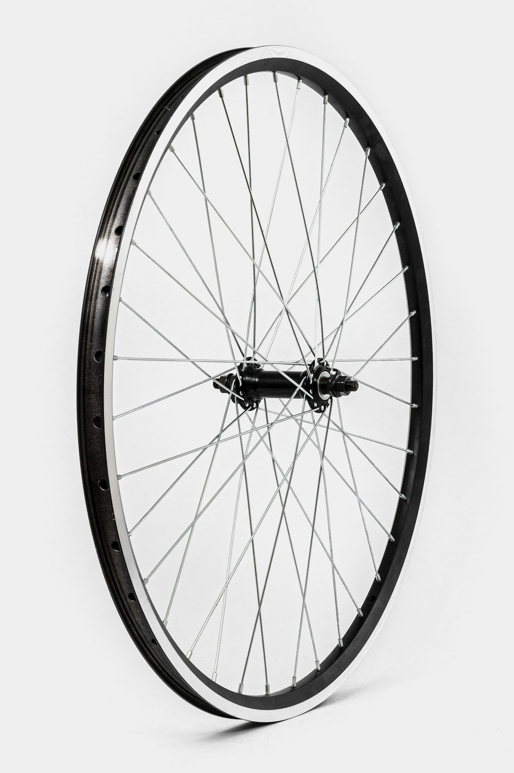 Колесо 26" переднее TRIX, обод алюминиевый, V-br, гайки, двойной, 36H, фрезерованный, черный