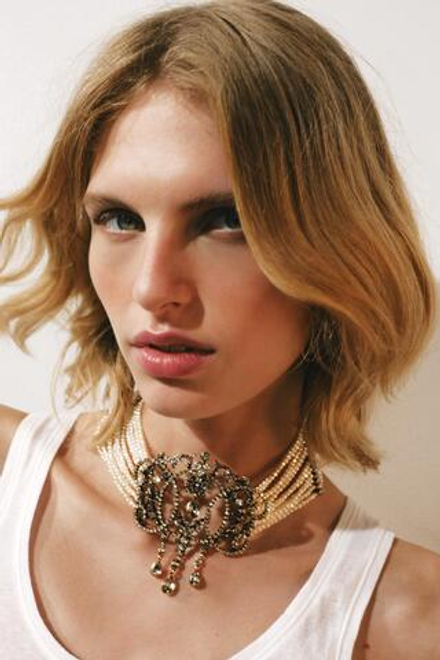 ZARA ЧОКЕР С ЖЕМЧУГОМ И СТРАЗАМИ, ОТТЕНКИ СЕРОГО