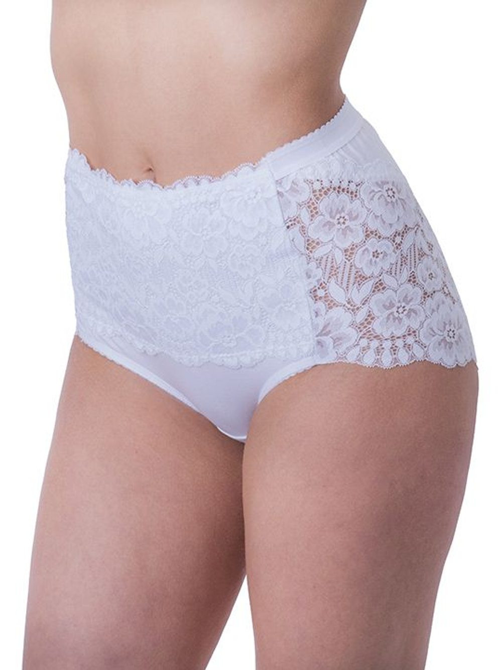 Женские трусики макси из хлопка и кружева (Размер: XXXL) (Цвет: белый)