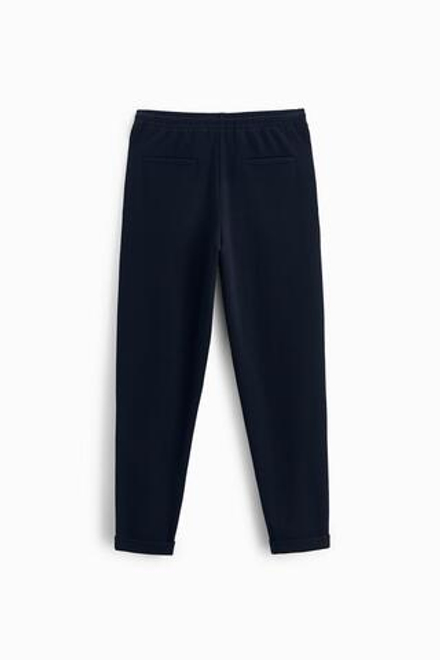 ZARA БРЮКИ EASY CARE С ПОЯСОМ НА ШНУРКЕ,   МОРСКОЙ СИНИЙ