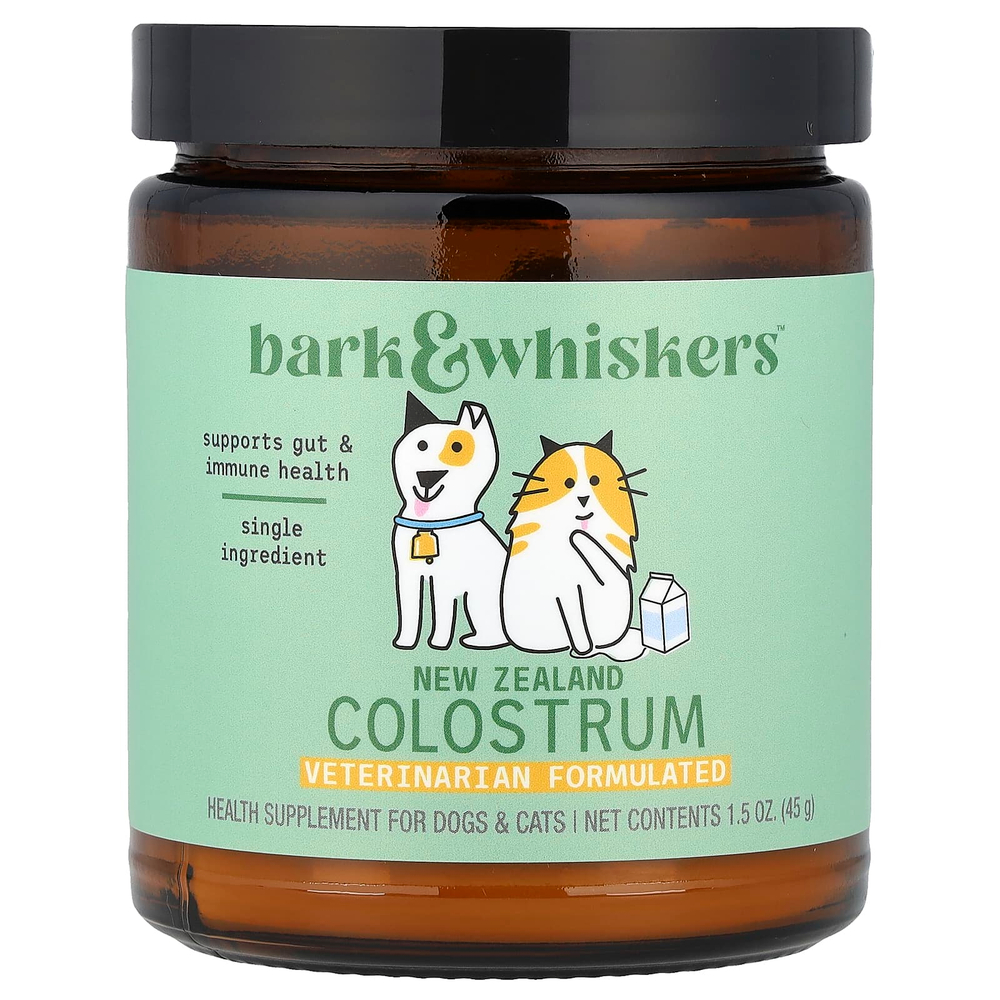 Dr. Mercola, Bark & Whiskers ™, новозеландское молозиво, для собак и кошек, 45 г (1,5 унции)