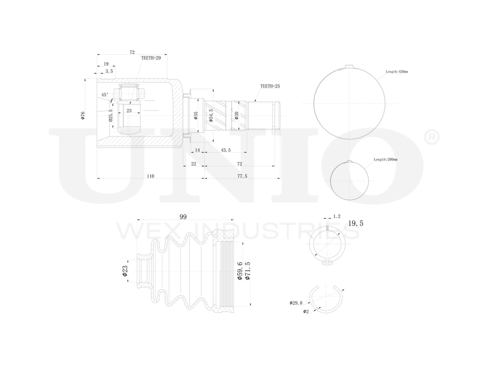 ШРУС внутренний UNIO CVJ-30036