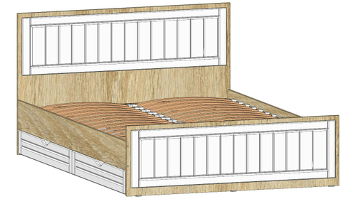 Кровать 2-х спальная Виктория 1600 Дуб Сонома / Белое дерево