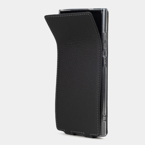 Чехол для Samsung Galaxy S24 Ultra из натуральной кожи теленка, черного цвета