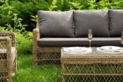 "Гранд Латте" лаунж-зона из искусственного ротанга, цвет соломенный