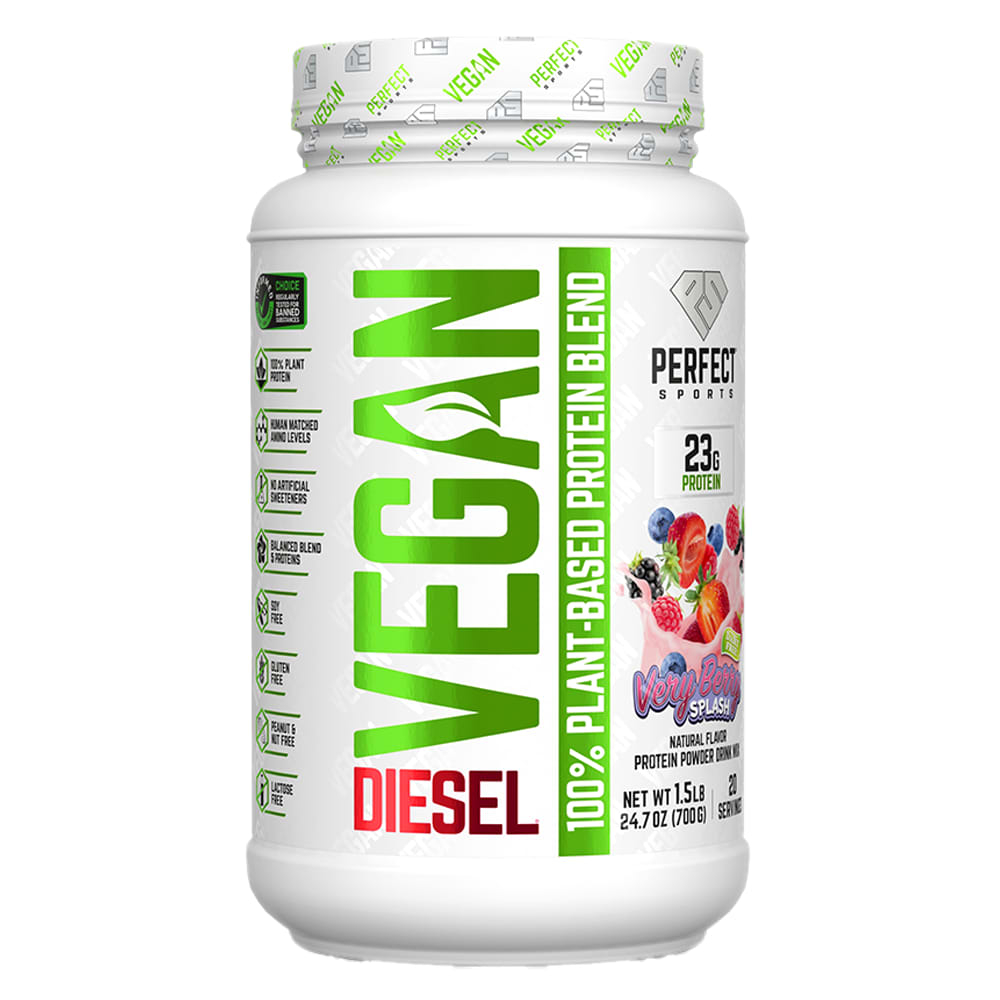PERFECT Sports, Diet, веганская, 100% смесь растительных протеинов, с ягодным вкусом, 700 г (1,5 фунта)