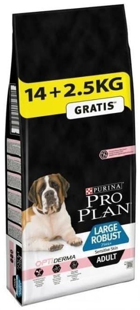 Pro Plan 14+2,5кг adult OptiDerma для крупных собак мощного телосложения с чувст. кожей Лосось