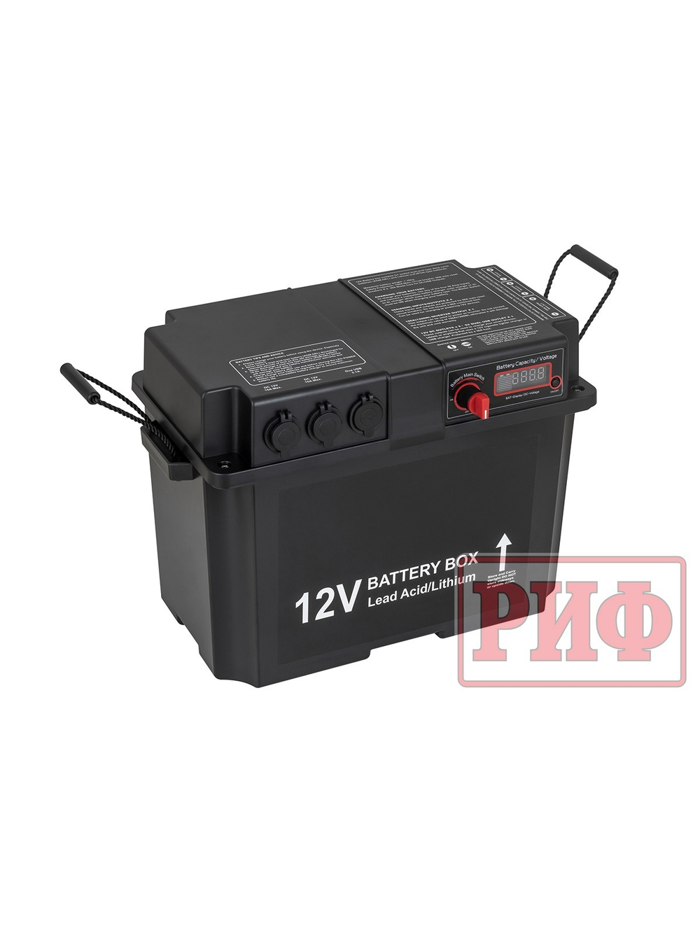 Бокс аккумуляторный 2xUSB, 2x12В, вольтметр с индикацией 420х250х330