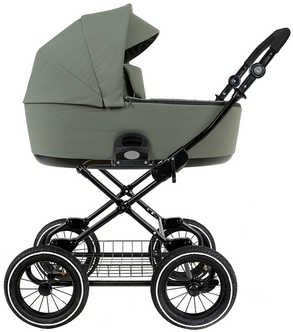 Детская коляска Roan Bass Next Classic d12 2.0 3 в 1 с автокреслом Tutis Elo Black BNC/82/2 Sage Green/Black/руч.Black