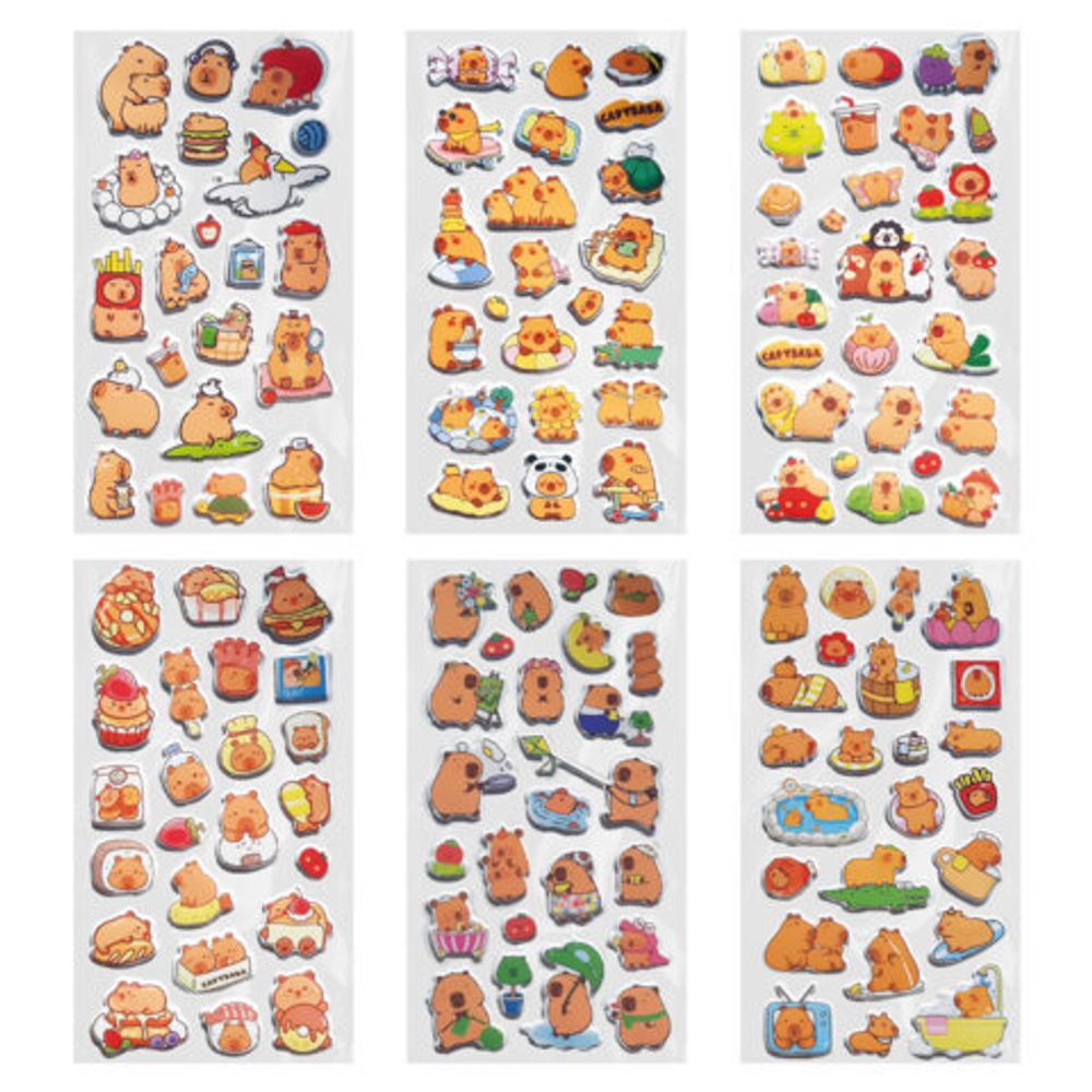 Наклейки зефирные "Капибары", 18х9,5 см, ассорти 6 видов, FUNSTER (ФАНСТЕР), 666093