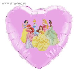 Шар фольгированный "Принцессы", сердце 18" И044