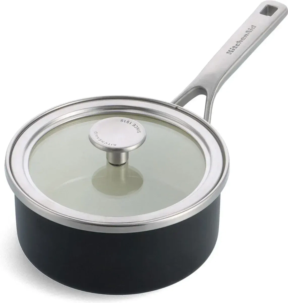 KitchenAid Кастрюля Steel Core Enamel 18 см 2 л с крышкой матовая черная