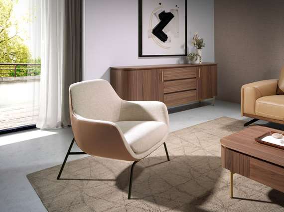 Кресло Angel Cerda 5099 с обивкой из ткани и экокожи