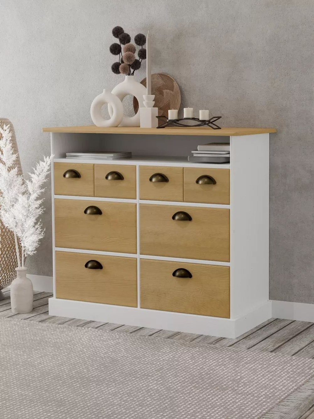 Комод, 95х38х84, Тэа, с ящиками, для одежды и игрушек, деревянный, белый, Dipriz